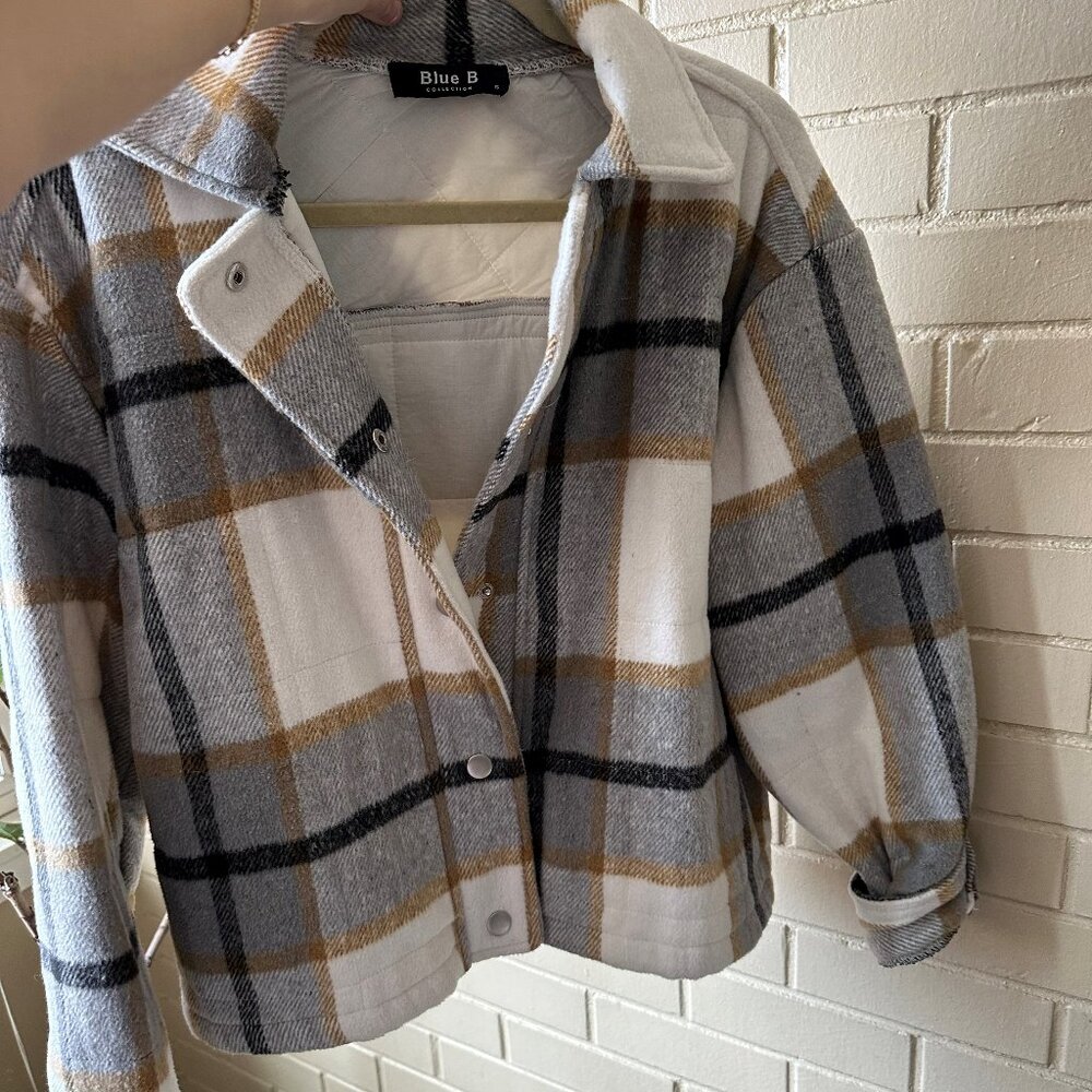 Blue B Collection Short Plaid Jacket
